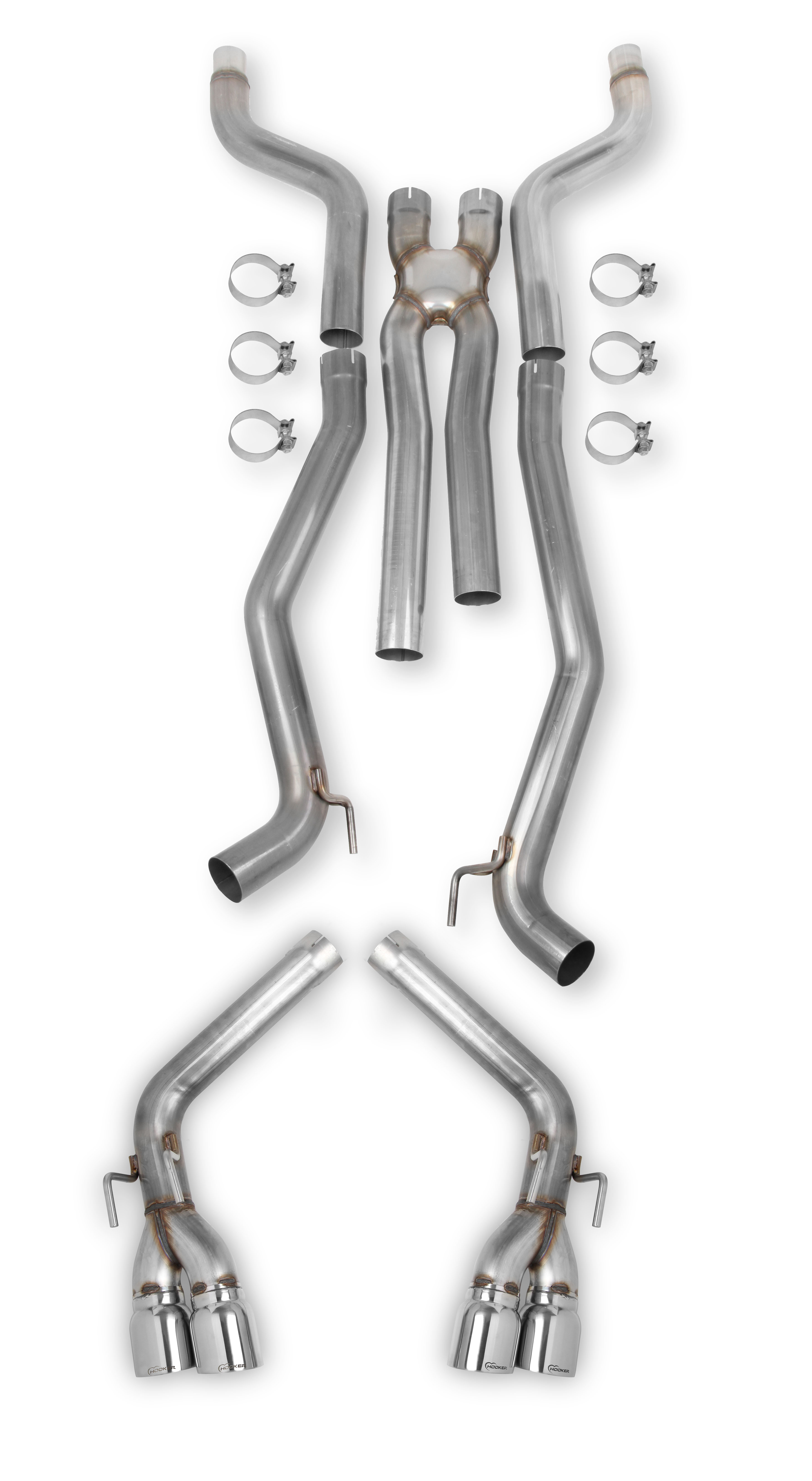 2012-2014 Camaro SS 6.2L V8 Hooker Headers Blackheart Catback Exhaust System w/X-Pipe & Quad Tips (No Mufflers)