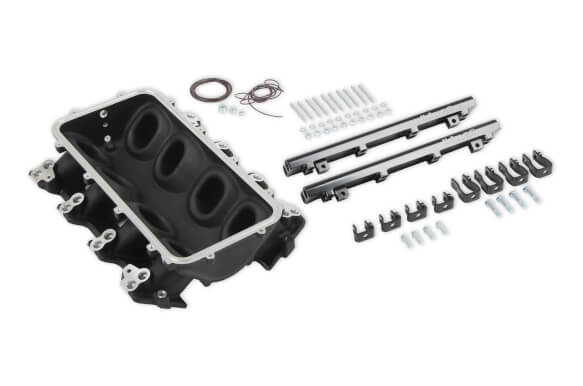 LS1/LS2/LS6 Holley Dual Fuel Injector Lo-Ram Manifold Base - Black Finish